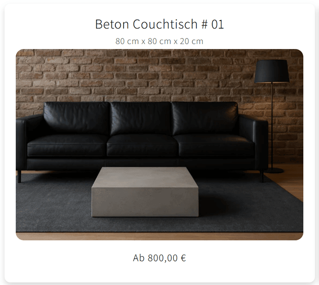 Beton Couchtisch01 in Deutschland
