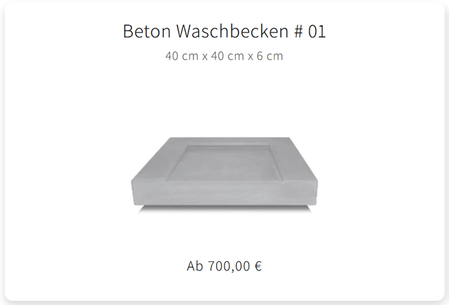 Betonwaschbecken 01 f&uuml;r Deutschland