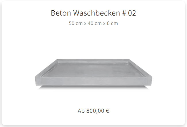 Betonwaschbecken 02 f&uuml;r Deutschland