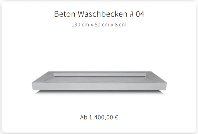 Betonwaschbecken 04 f&uuml;r Deutschland