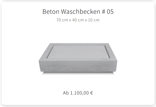 Betonwaschbecken 05 f&uuml;r Deutschland